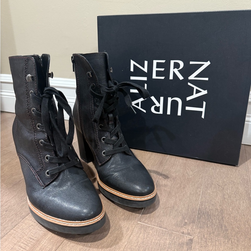 Naturalizer Charcoal Lace-Up Ankle Boots